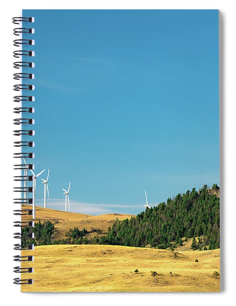 Wind Turbines Spiral Notebook featuring the photograph Gordons Butte Turbines by Todd Klassy