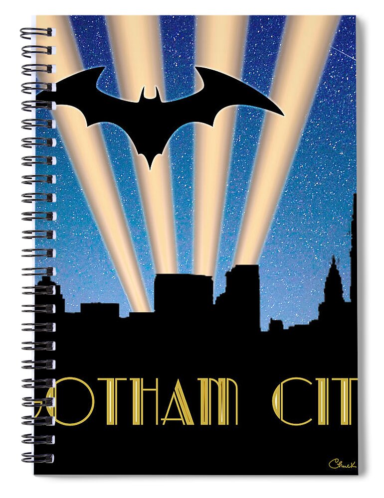 Gotham City Spiral Notebook featuring the digital art Gotham City by Chuck Staley