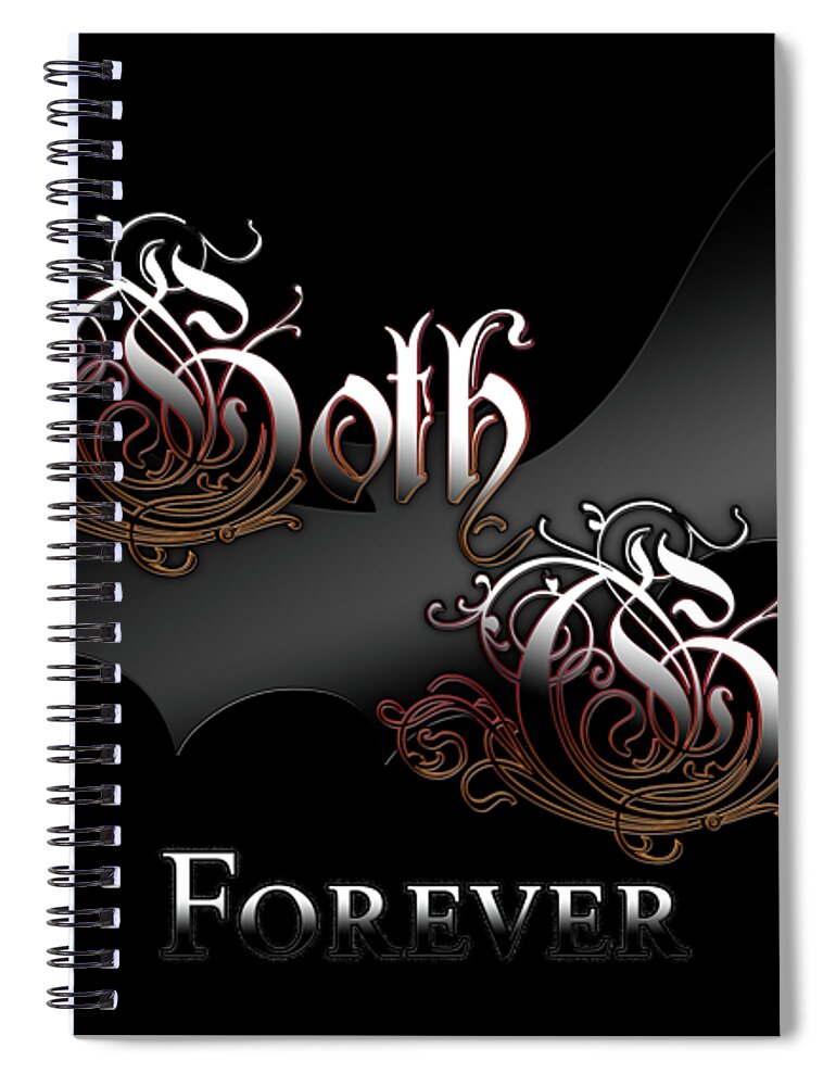 Goth Girl Spiral Notebook featuring the digital art Gothic Girl Forever Bat Wing by Rolando Burbon