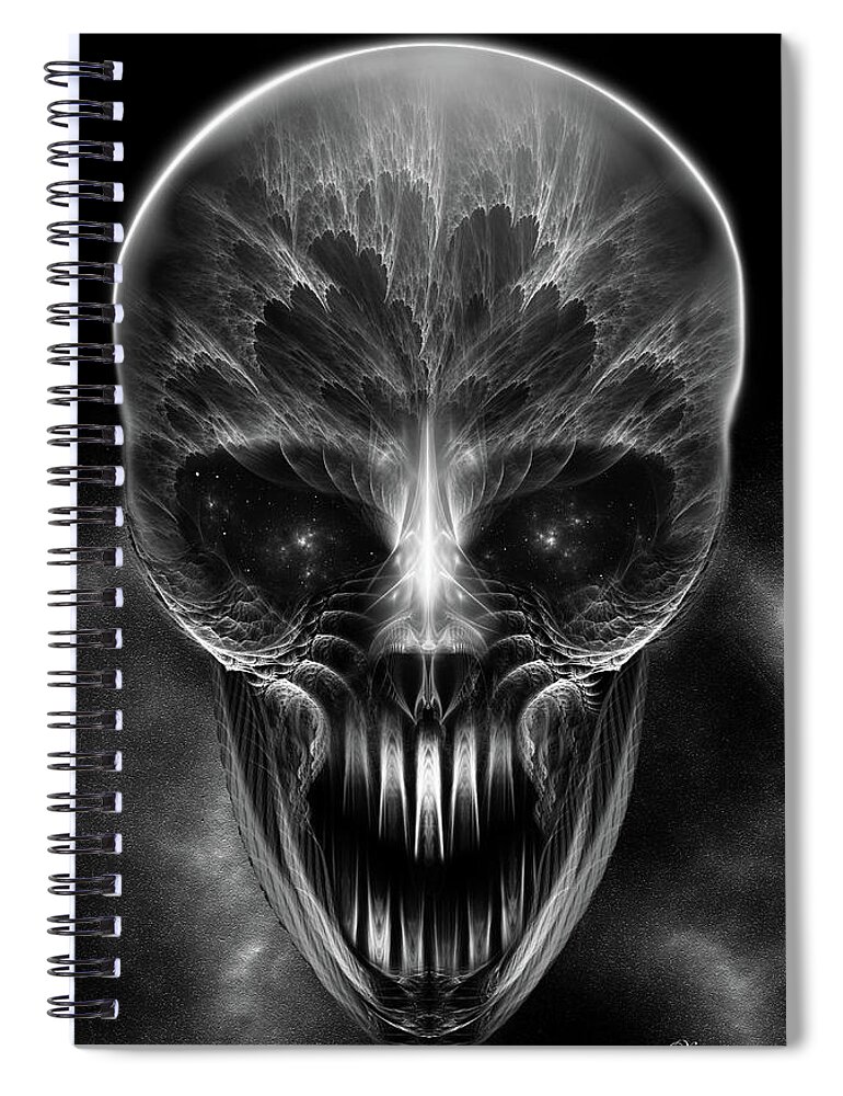 Gothic Spiral Notebook featuring the digital art Gothic Skull by Rolando Burbon