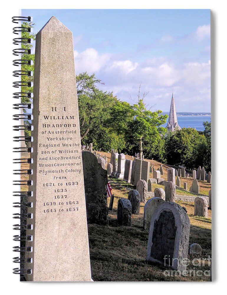 Gov William Bradford Spiral Notebook featuring the photograph Gov Bradford Gravesite by Janice Drew
