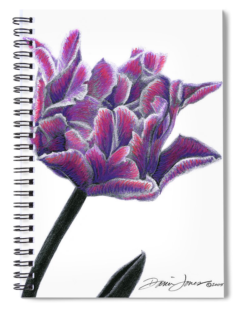 Grace Spiral Notebook featuring the drawing Grace In Violets by Darin Jones