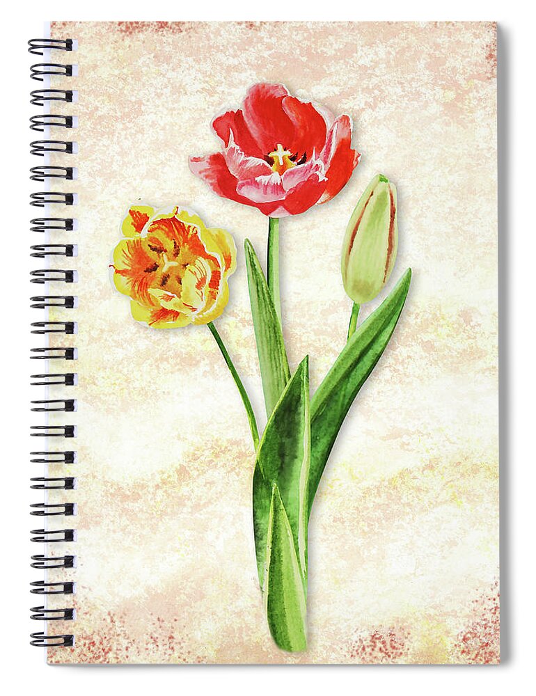 Tulip Bouquet Spiral Notebook featuring the painting Graceful Watercolor Tulips by Irina Sztukowski
