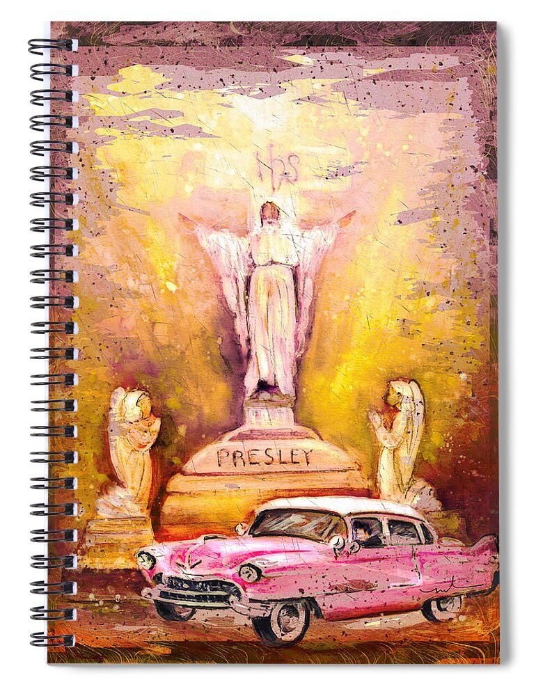 Travel Spiral Notebook featuring the painting Graceland Authentic Madness by Miki De Goodaboom