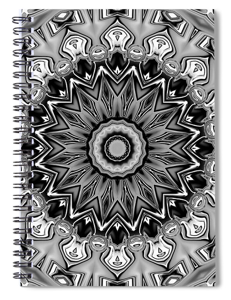  Spiral Notebook featuring the digital art Gradient Black and White Mandala by PIPA Fine Art - Simply Solid
