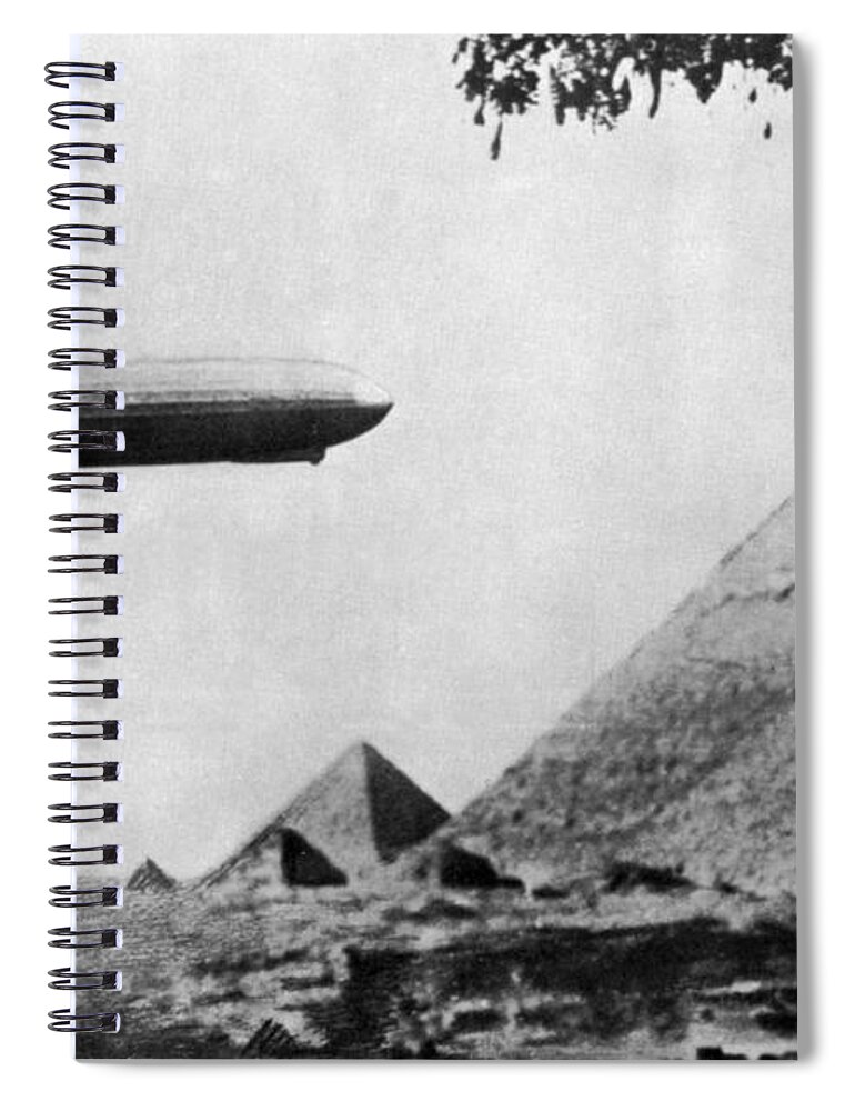 Technology Spiral Notebook featuring the photograph Graf Zeppelin Over Giza Pyramids 1931 by Science Source