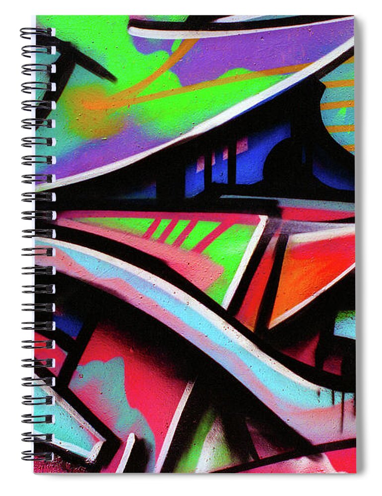 Graffiti Art Spiral Notebook featuring the photograph Urban Graffiti Art Abstract 6, North 11th Street, San Jose 1990 by Kathy Anselmo