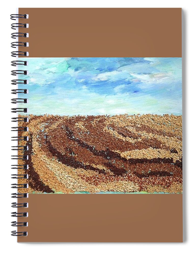 Prairies Spiral Notebook featuring the mixed media Grains Painting the Prairies I by Naomi Gerrard