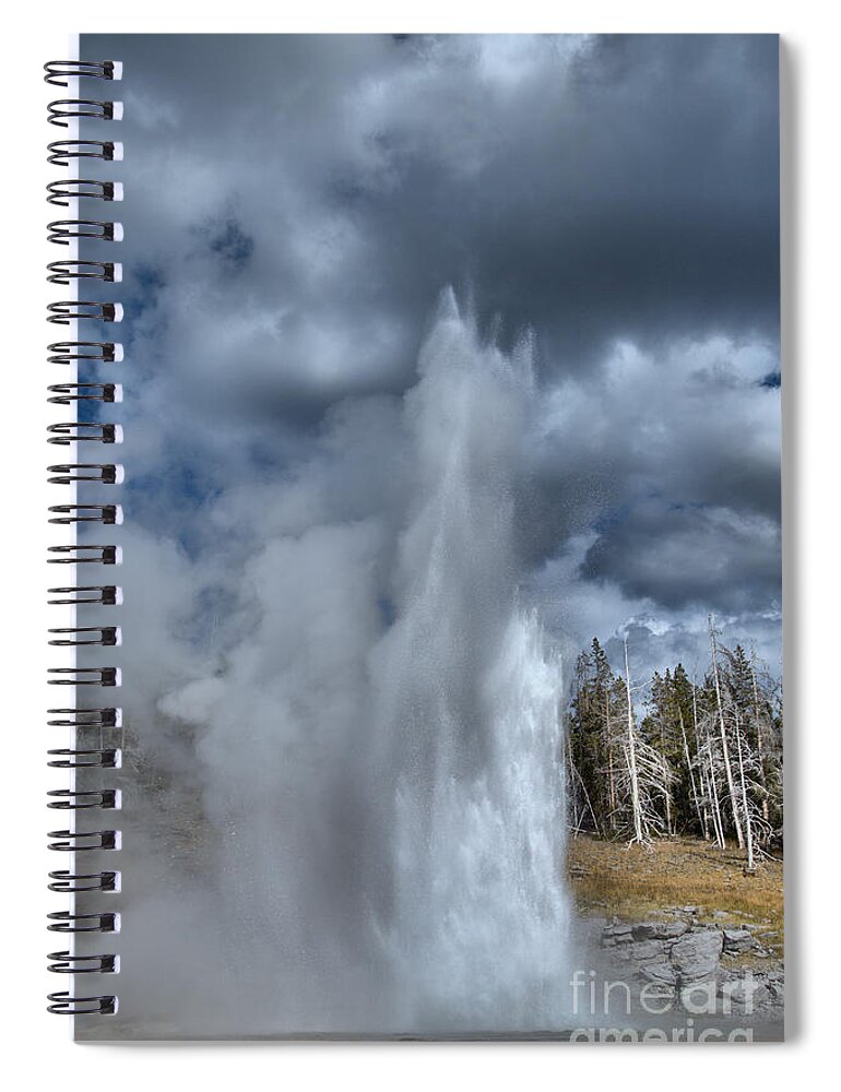 Grand Geyser Spiral Notebook featuring the photograph Grand Reaching For The Skies by Adam Jewell