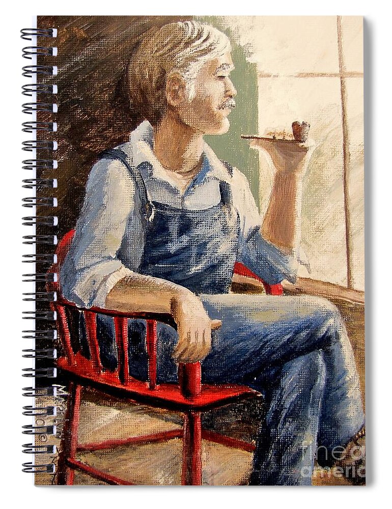 Red Chair Spiral Notebook featuring the painting Grandpa by Marilyn Smith