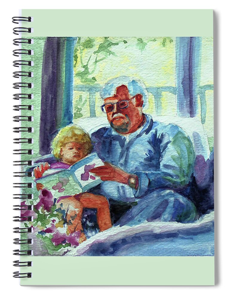 Painting Spiral Notebook featuring the painting Grandpa Reading by Kathy Braud