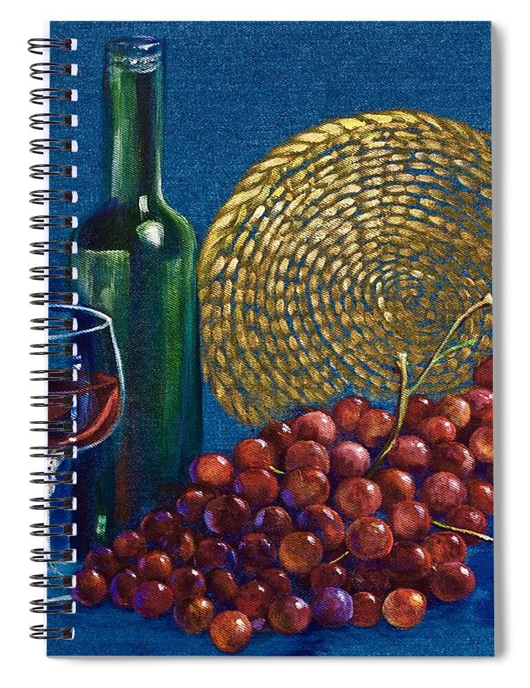 Still-life Spiral Notebook featuring the painting Grapes and Wine by AnnaJo Vahle