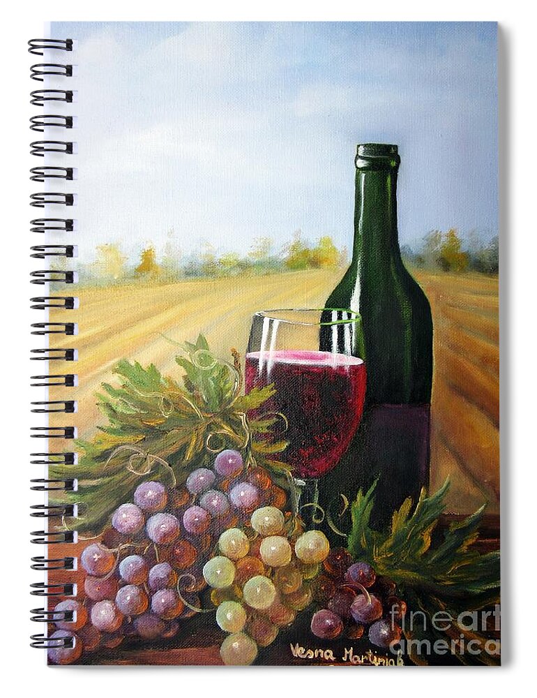 Still Life Spiral Notebook featuring the painting Grapes by Vesna Martinjak