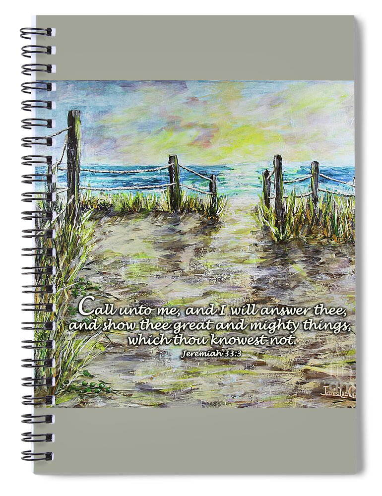 Beach Spiral Notebook featuring the digital art Grassy Beach Post Morning 2 Jeremiah 33 by Janis Lee Colon