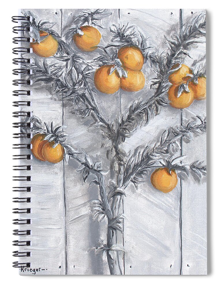 Oranges Spiral Notebook featuring the painting Grayscale Oranges by Stephen Krieger