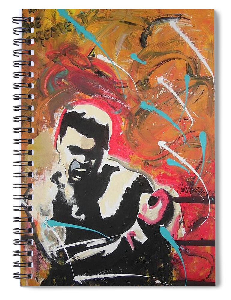 Boxing Spiral Notebook featuring the painting Great Gloves Of Fire by Antonio Moore