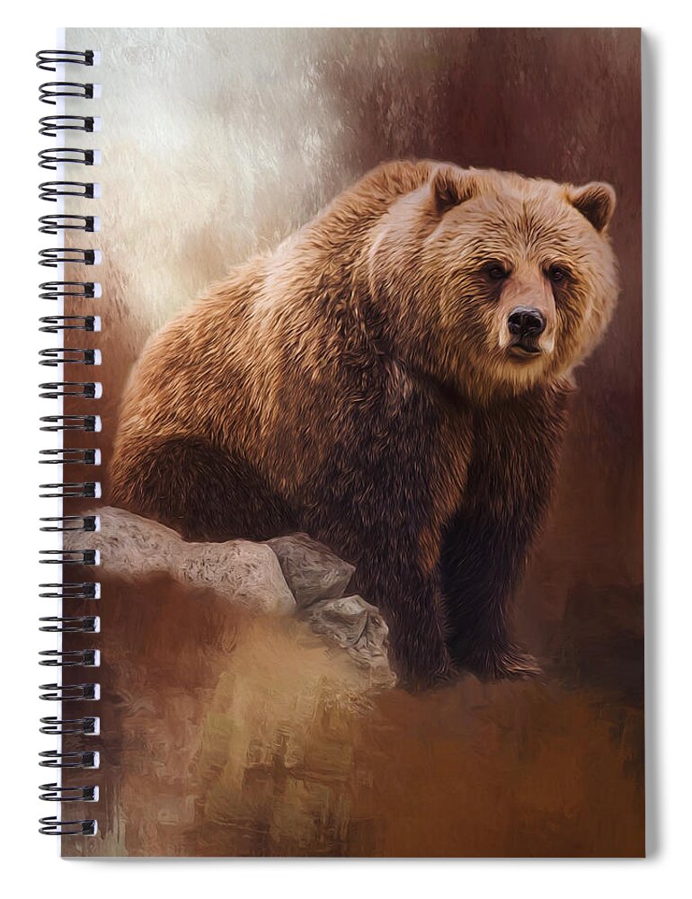Great Strength Spiral Notebook featuring the painting Great Strength - Grizzly Bear Art by Jordan Blackstone