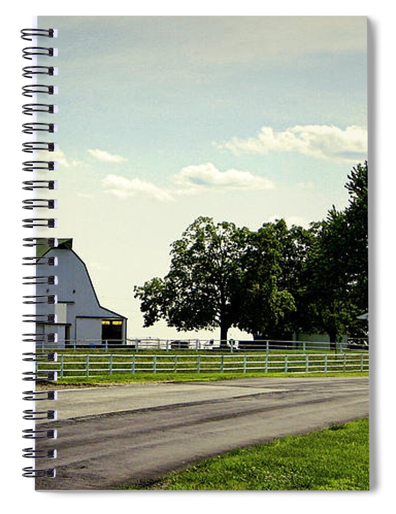 Farm Spiral Notebook featuring the photograph Green and White Farm by Cricket Hackmann