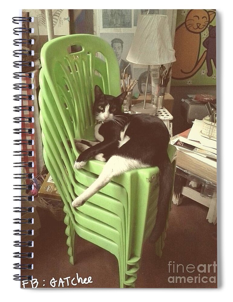 Sitting Spiral Notebook featuring the photograph Green Chair Sitting by Sukalya Chearanantana