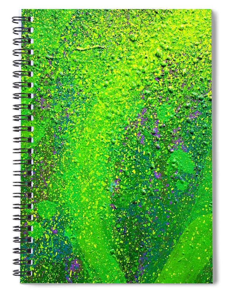 Abstract Spiral Notebook featuring the painting Green Everywhere by John Nolan