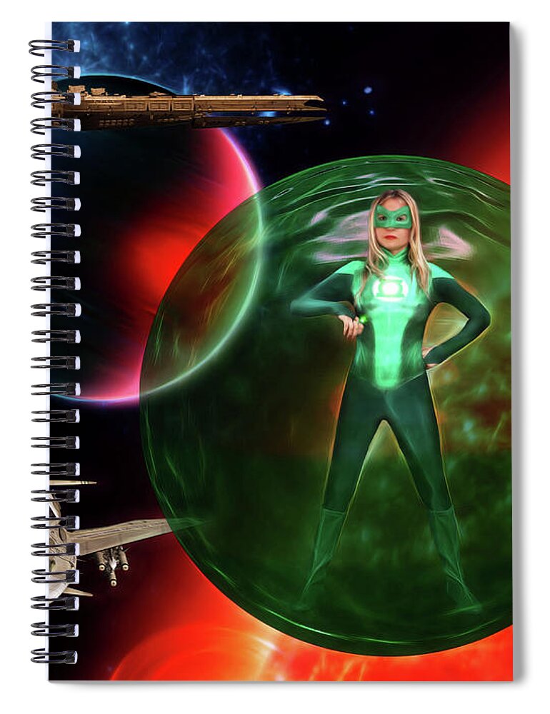 Green Spiral Notebook featuring the photograph Green Lantern Corps by Jon Volden