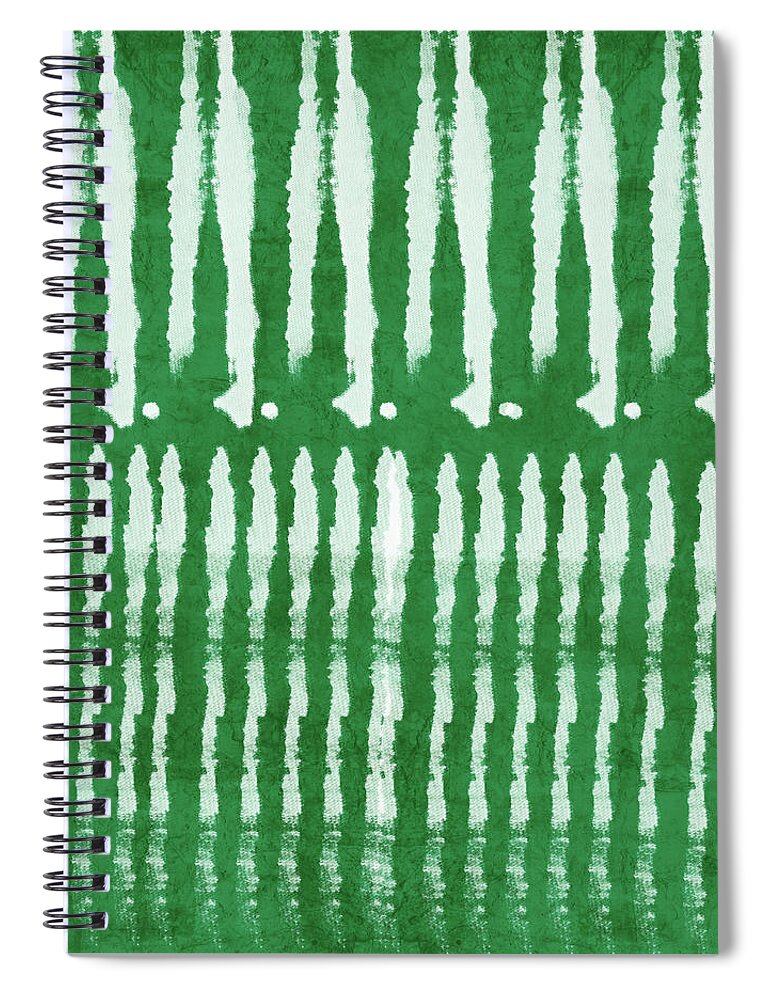 Shibori Spiral Notebook featuring the mixed media Green Shibori 1- Art by Linda Woods by Linda Woods
