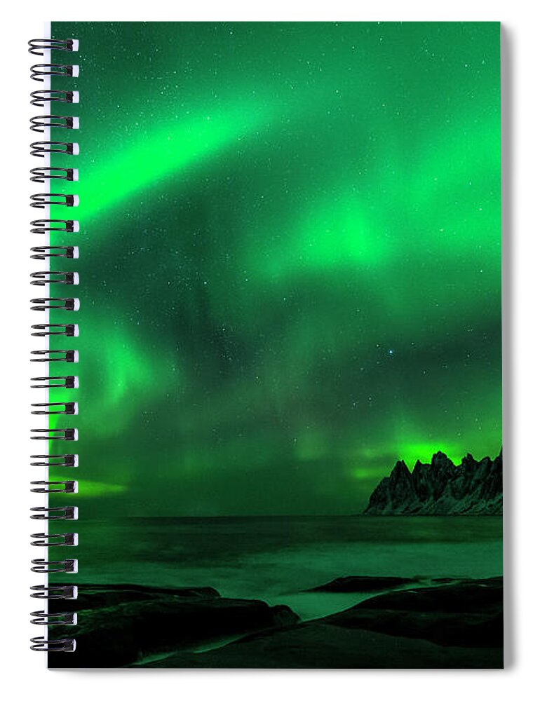 Norway Spiral Notebook featuring the photograph Green Skies at Night by Alex Lapidus