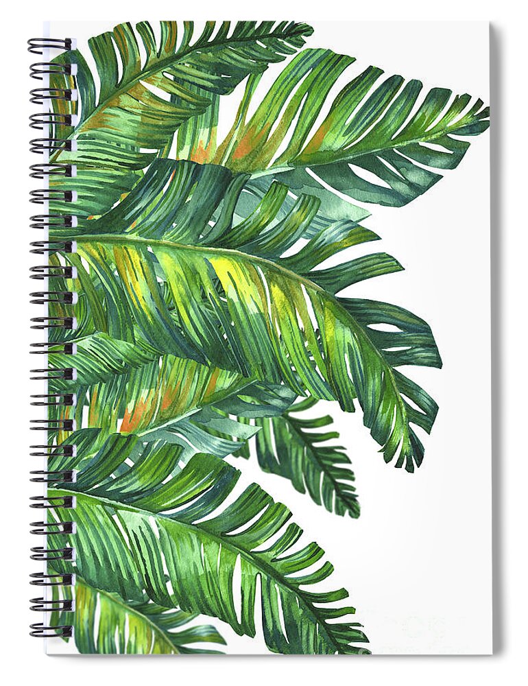 Summer Spiral Notebook featuring the digital art Green Tropic by Mark Ashkenazi