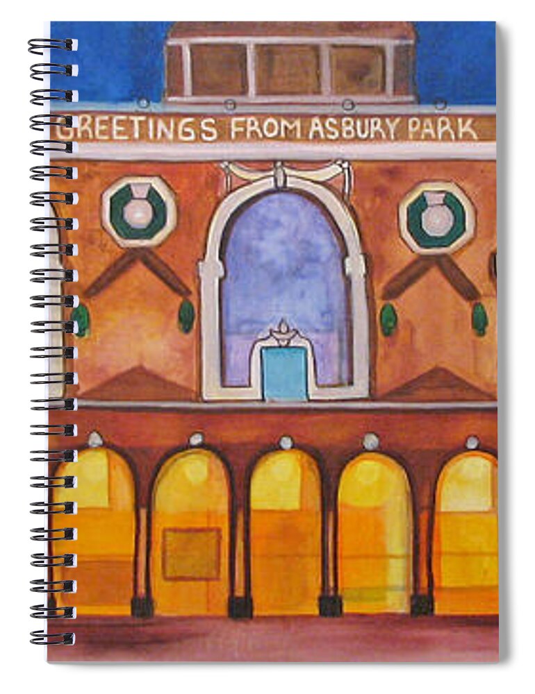 Memorabilia Spiral Notebook featuring the painting Greetings From Asbury Park by Patricia Arroyo