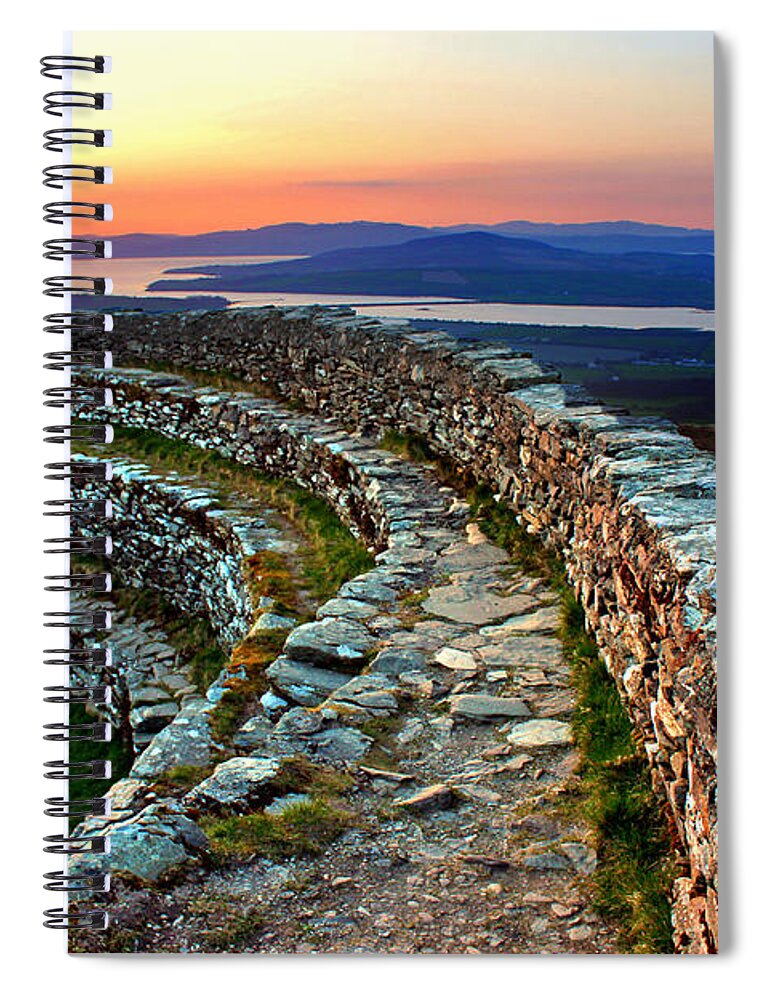 Sunset Spiral Notebook featuring the photograph Grianan Fort Sunset by Nina Ficur Feenan