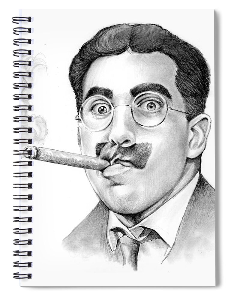 Groucho Marx Spiral Notebook featuring the drawing Groucho by Greg Joens