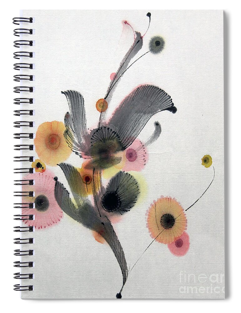 Abstract Painting Spiral Notebook featuring the painting Growing 14030093FY by Fumiyo Yoshikawa