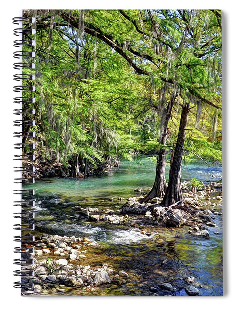 Texas Hill Country Spiral Notebook featuring the photograph Guadalupe River in Gruene Texas by Savannah Gibbs