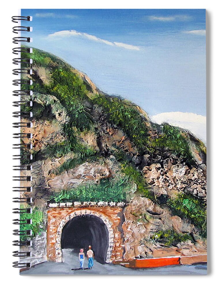 Guajataca Tunnel Spiral Notebook featuring the painting Guajataca Tunnel by Luis F Rodriguez