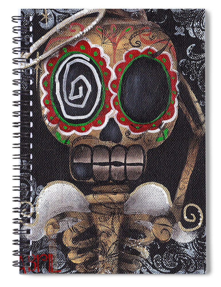 Day Of The Dead Spiral Notebook featuring the painting Guardian Angel by Abril Andrade