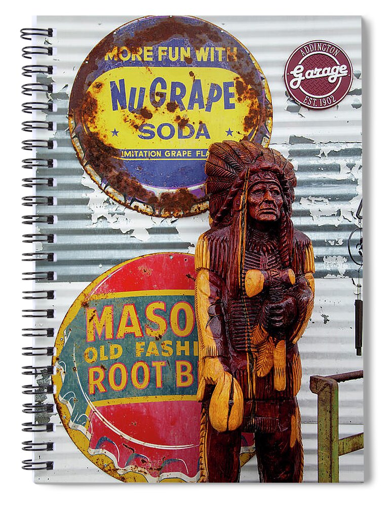 Roadside Attraction Spiral Notebook featuring the photograph Guarding the Soda Signs by Toni Hopper