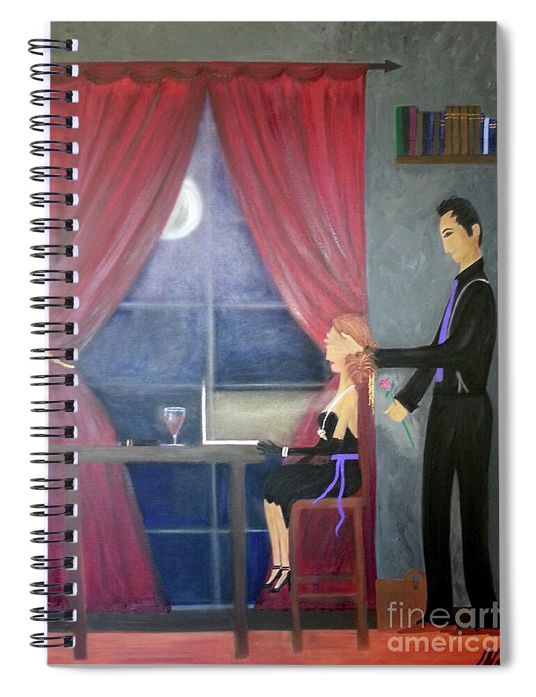 Couples Spiral Notebook featuring the painting Guess Who? by Artist Linda Marie
