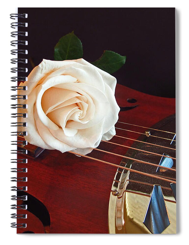 Wall Art Spiral Notebook featuring the photograph Guitar and Rose 3 by Kelly Holm