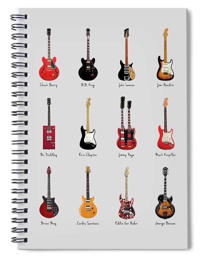 Fender Stratocaster Spiral Notebook featuring the photograph Guitar Icons No1 by Mark Rogan