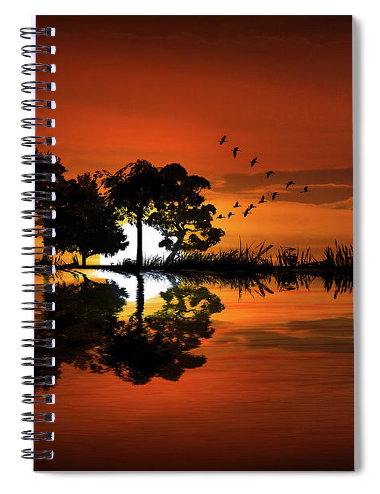 Music Spiral Notebook featuring the photograph Guitar Landscape at Sunset by Randall Nyhof
