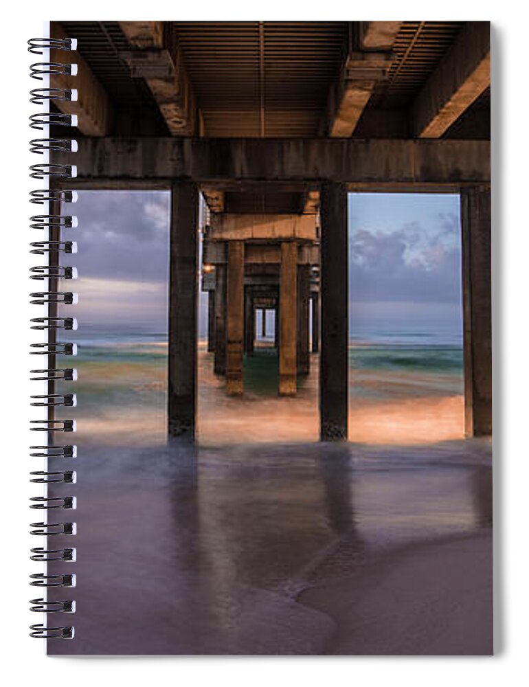 Alabama Spiral Notebook featuring the photograph Gulf Shores Alabama Pier Sunrise by John McGraw