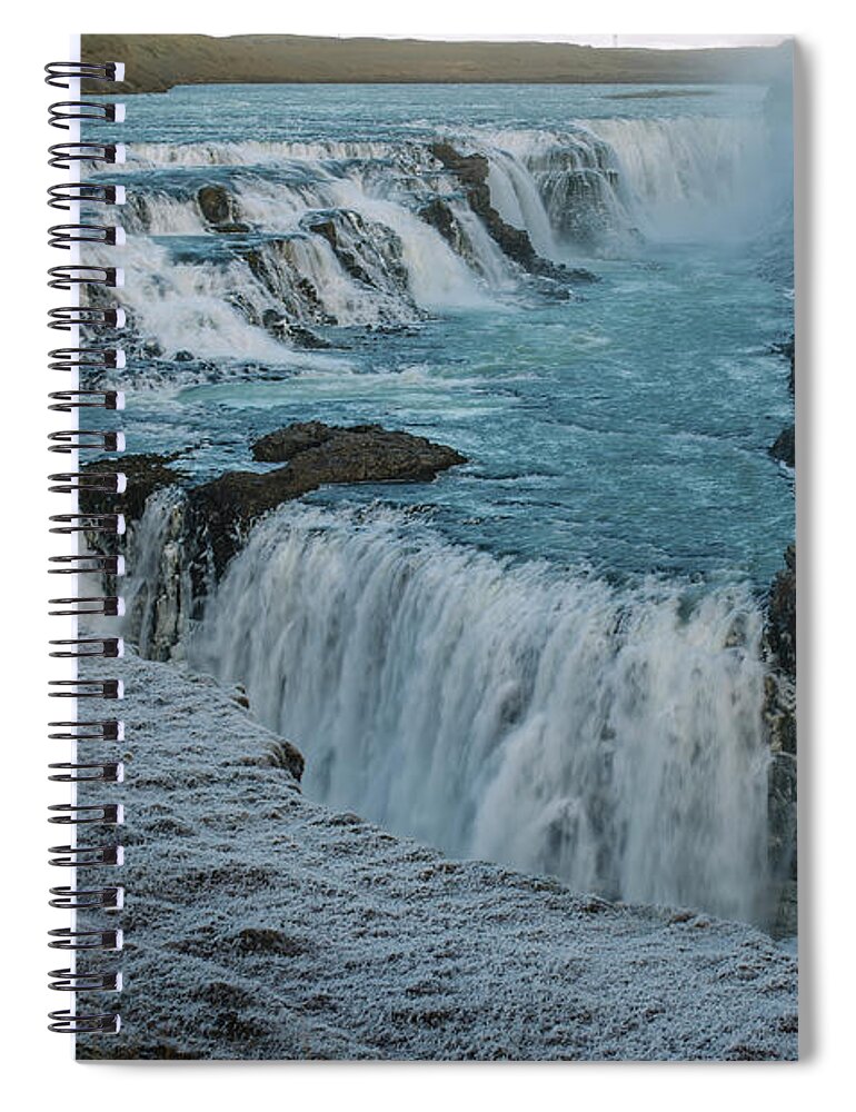 Iceland Spiral Notebook featuring the photograph Gullfoss - Golden Waterfall - Iceland 2 by Deborah Smolinske