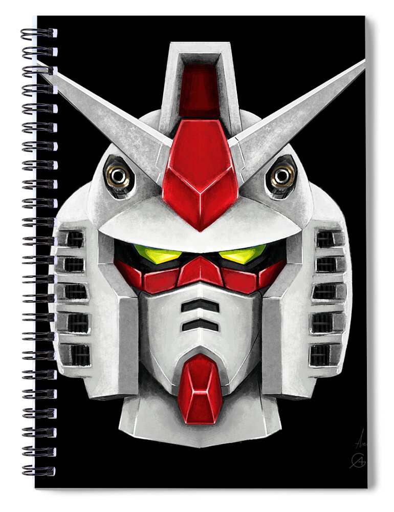 Sci-fi Spiral Notebook featuring the digital art Gundam by Andrea Gatti