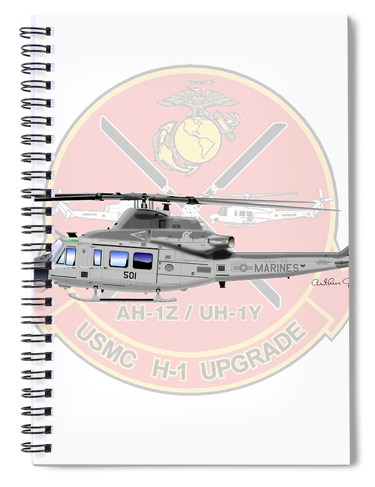 Uh-1y Spiral Notebook featuring the digital art H-1 Upgrade by Arthur Eggers