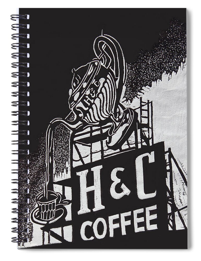 Photograph Spiral Notebook featuring the photograph H and C Coffee Sign by Suzanne Gaff