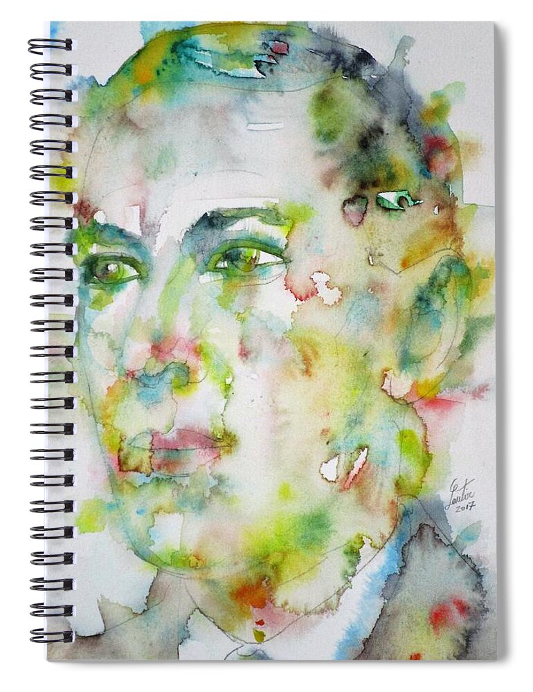 Lovecraft Spiral Notebook featuring the painting H. P. LOVECRAFT - watercolor portrait.5 by Fabrizio Cassetta