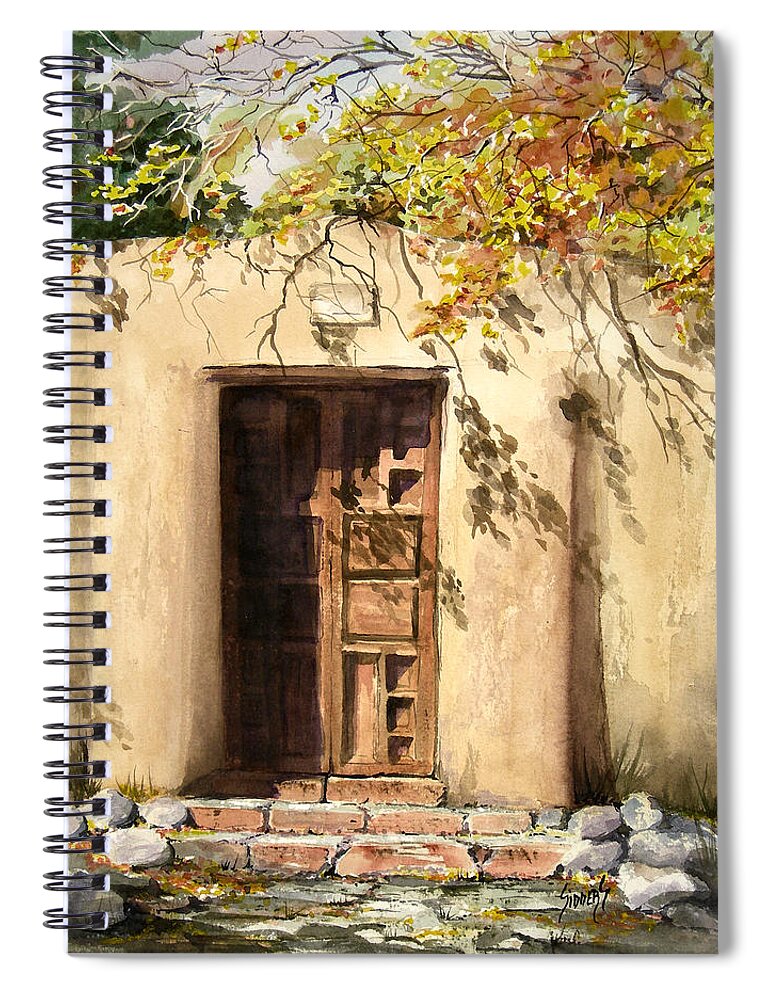 Door Spiral Notebook featuring the painting Hacienda Gate by Sam Sidders