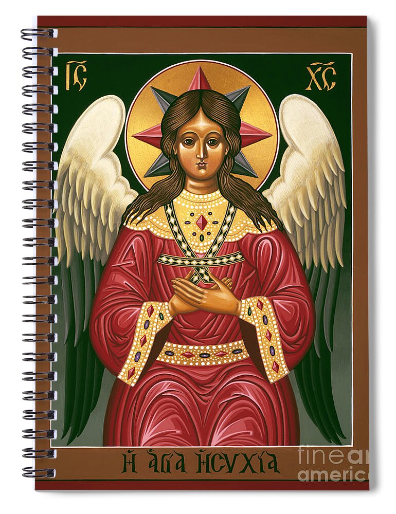 Hagia Hesychia Spiral Notebook featuring the painting Hagia Hesychia Jesus Christ Redeemer Blessed Silence 005 by William Hart McNichols