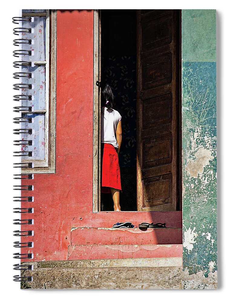 Open Door Spiral Notebook featuring the photograph Half in by Tatiana Travelways