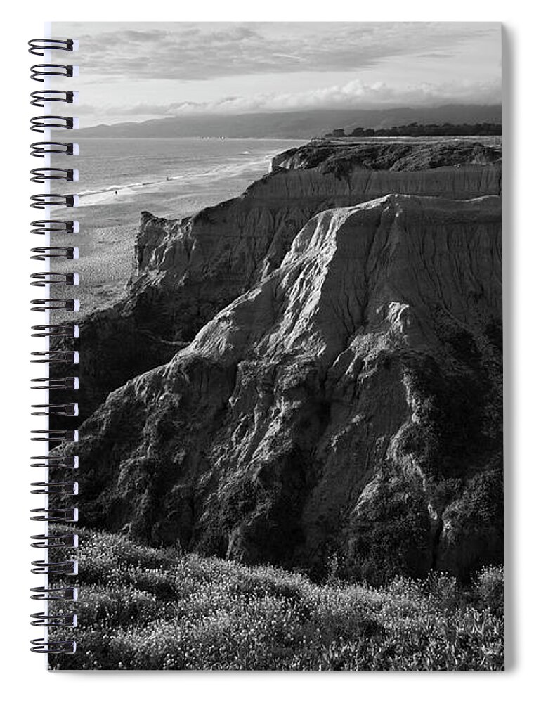 Half Moon Bay Spiral Notebook featuring the photograph Half Moon Bay II BW by David Gordon